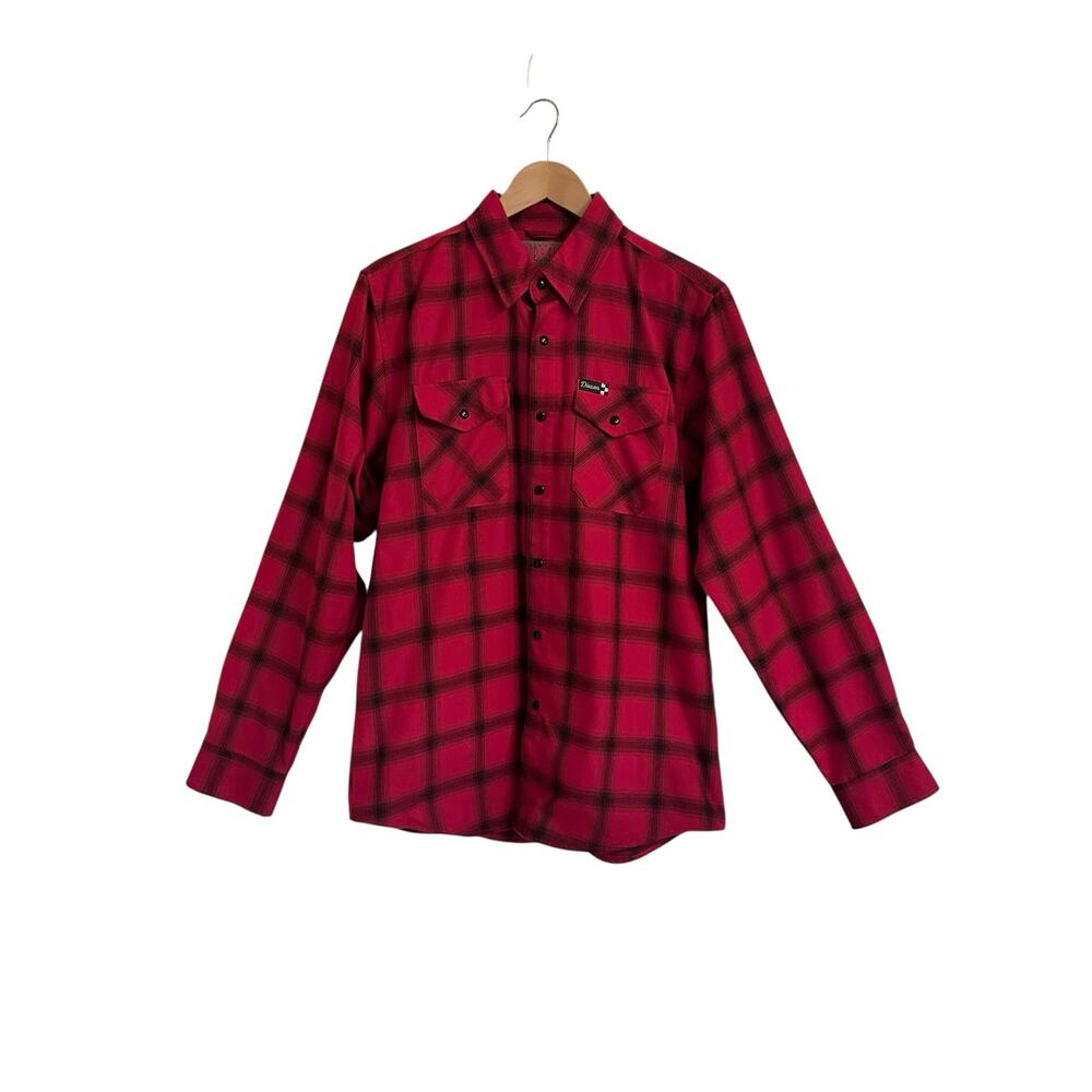 Men’s Dixxon The Stroker Red Black Plaid Flannel Medium Snap Workwear